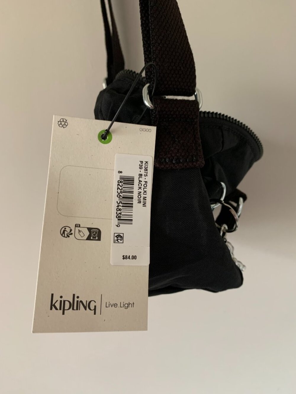 NWT - Kipling Folki Mini Handbag, Black Noir - Picture 4 of 6